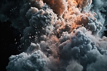 Aufkleber - A large cloud of smoke is visible in the air. Can be used to depict pollution, fire, or environmental hazards.