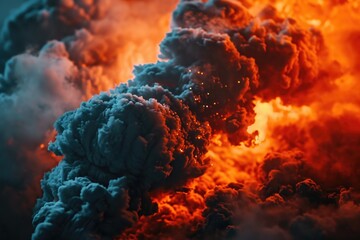 Poster - A close-up view of a cloud of smoke. This image captures the intricate details and textures of the smoke particles, creating a mesmerizing effect.