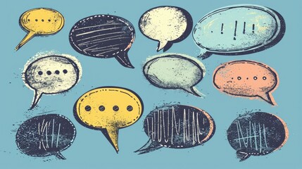 Poster - A collection of various colored speech bubbles. Great for adding dialogue or communication elements to designs