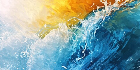 Poster - A painting capturing the beauty and power of a wave in the ocean. Perfect for adding a touch of nature to any space