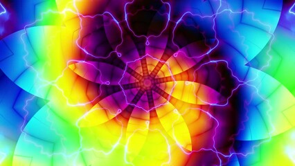 Aufkleber - Spinning abstract magic flower. Esoteric cosmic mandala with rayses. 4k Looping footage. Symbol of the sun.