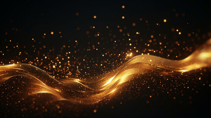 Wall Mural - Digital waves of gold particles