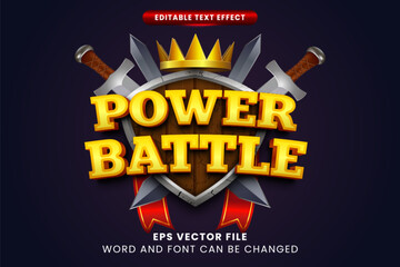 Poster - power battle game 3d editable vector text effect. game 3d text style