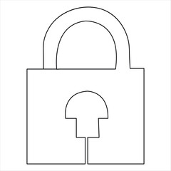 Continuous single line art drawing lock up design outline vector illustration minimalist