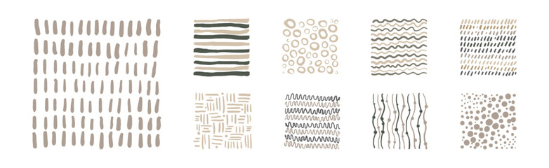 Aufkleber - Hand Drawn Square Seamless Pattern and Doodle Ornate Vector Set