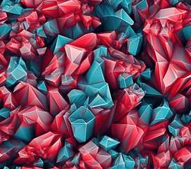 Poster - 3D Crystal Cluster Seamless Patterns