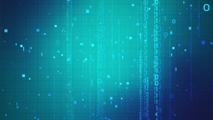 Cyberspace future technology digital network binary matrix digital bits 0 1 code rain grid dot line background. Abstract particle business corporate concept.