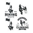 silhouette of climbing hiking outdoor adventure expedition vintage logo vector template