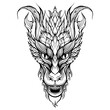 Vector outline illustration of a roaring dragon isolated from background. Fantasy clipart with New Year symbol
