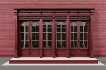 Wall Mural - template for storefront , burgundy boutique design , vintage european style vitrine