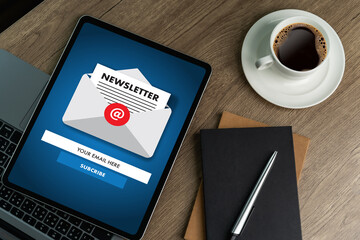Fototapete - subscribe to the newsletter, join the register newsletter to update information, and subscribe. regi