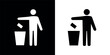 Icon of a man with a trash can (Tidyman), packaging recycling sign. Marking, sing on the packaging, person throws out garbage.