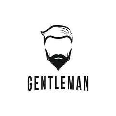 Wall Mural - Beard logo design ideas, gentleman silhouette beard and hair logo design ideas