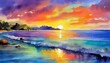 a serene wallpaper featuring a captivating sunset over the sea. Picture the sun casting warm hues across the tranquil water, creating a breathtaking scene. The sky should be adorned with a gradient of