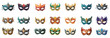 set of illustration of masquerade mask. carnival ornaments vector. isolated on a transparent background. eps10
