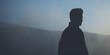 © J. Grayscale - Silhouette of a contemplative man against a foggy landscape, merging with the misty horizon