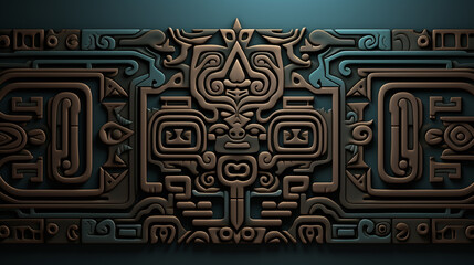 Wall Mural - pattern on a black background. Ethnic, tribal ornaments of East, Asia, India, Mexico, Aztecs, Peru for brochure, booklet, flyer, website.