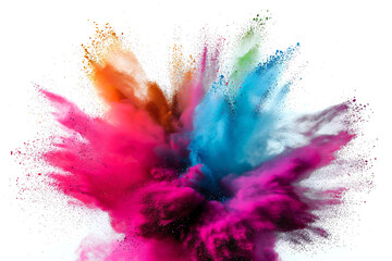 Wall Mural - colorful paint splashes powder explosion isolated transparent texture