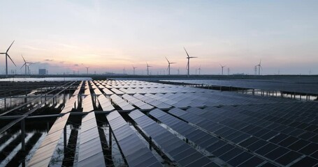 Wall Mural - solar power plant and wind power station