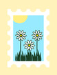 Stamp with spring flower background