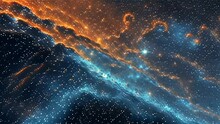 A Section Of A Galaxy Where Stars And Gas Clouds Intermingle. The Blend Of Orange And Blue Light Conveys The Vastness Of Space.
