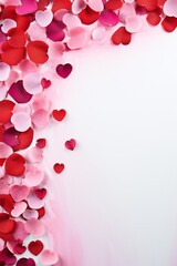 Wall Mural - pop, vibrant, valentine's day background, love, with hearts and rose petals, empty copy space genera