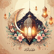 Arabic lantern of Ramadan celebration background illustration.