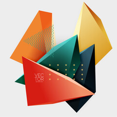 Aufkleber - Vector 3d triangles geometric abstract background