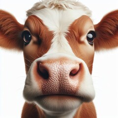 close-up shot of Cow Head isolated on white background