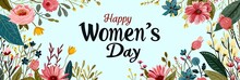 Happy Womens Day With Spring Flowers Background International Womens Day Concept March 8 Happy Mother`s Day Greeting Design