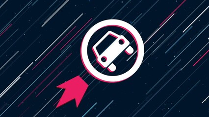 Poster - No car sign flies through the universe on a jet propulsion. The symbol in the center is shaking due to high speed. Seamless looped 4k animation on dark blue background with stars