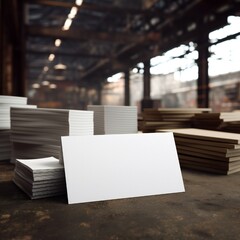 Wall Mural - white empty business cards mockup in industrial background generative ai