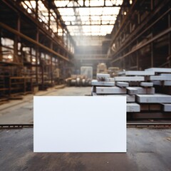 Wall Mural - white empty business cards mockup in industrial background generative ai