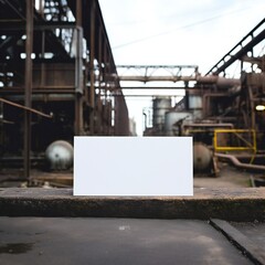 Wall Mural - white empty business cards mockup in industrial background generative ai