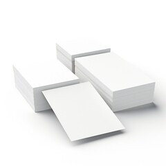 Wall Mural - white empty business cards stack mockup isolated on white background generative ai