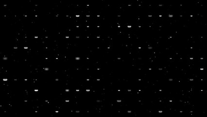 Poster - Template animation of evenly spaced hotdog symbols of different sizes and opacity. Animation of transparency and size. Seamless looped 4k animation on black background with stars