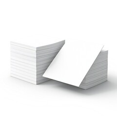 Wall Mural - white empty business cards stack mockup isolated on white background generative ai