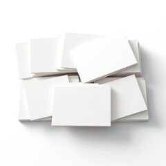 Wall Mural - white empty business cards stack mockup isolated on white background generative ai