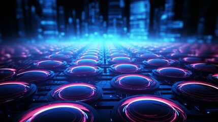 Poster - Vibrant digital circuit lights: abstract lines and high-tech easter eggs technology concept