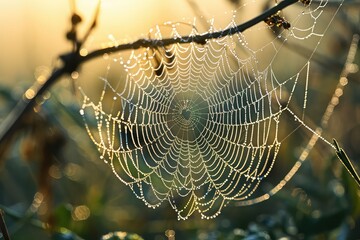 spider web with dew, intricate, delicate, morning