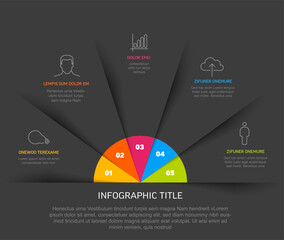 Wall Mural - Vector dark multipurpose fan Infographic with five elements template