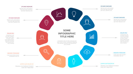 Poster - Vector blue and red icon elements in circle multipurpose Infographic template