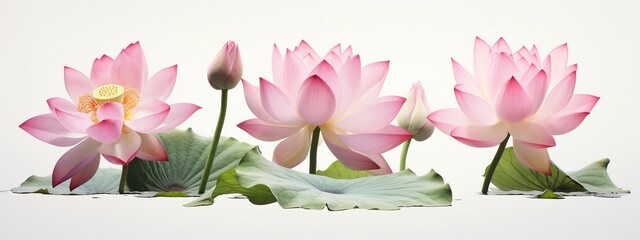 Pink lotus flower isolated on white background. 3d illustration.