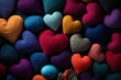 Des cœurs colorés conçus au crochet