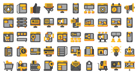 Poster - Digital Marketing set. Set flat icons. Digital Marketing symbols. Vector illustration