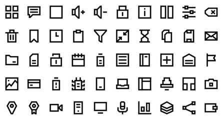 Poster - user interface set. set line outline icons. user interface symbols. vector illustration