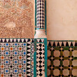 Colorful ceramic wand tiles in el Alhambra, Granada, Andalusia Spain
