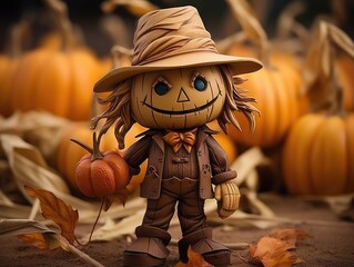 Sticker - scarecrow and pumpkin