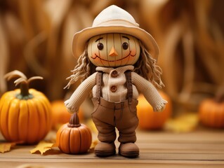 Sticker - scarecrow and pumpkin