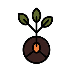 Sticker - Leaf Seed Tree Filled Outline Icon